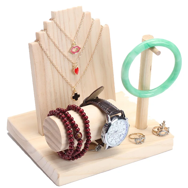 

Wood Jewelry Display Stand Home Decor Organizer T-Bar Rack Showcase for Counter Necklace Bracelets Home Earrings
