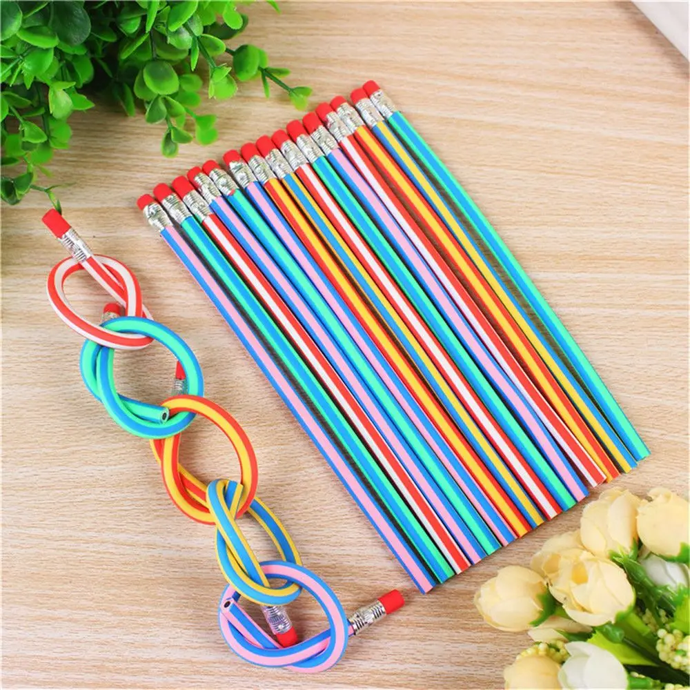 20pcs Christmas Colorful Magic Bendy Flexible Soft Pencil with Eraser Pen Kawaii School Student Stationery Writing Supplies durable mini calendar flexible office supplies standing flip desktop monthly calendar desktop calendar mini calendar