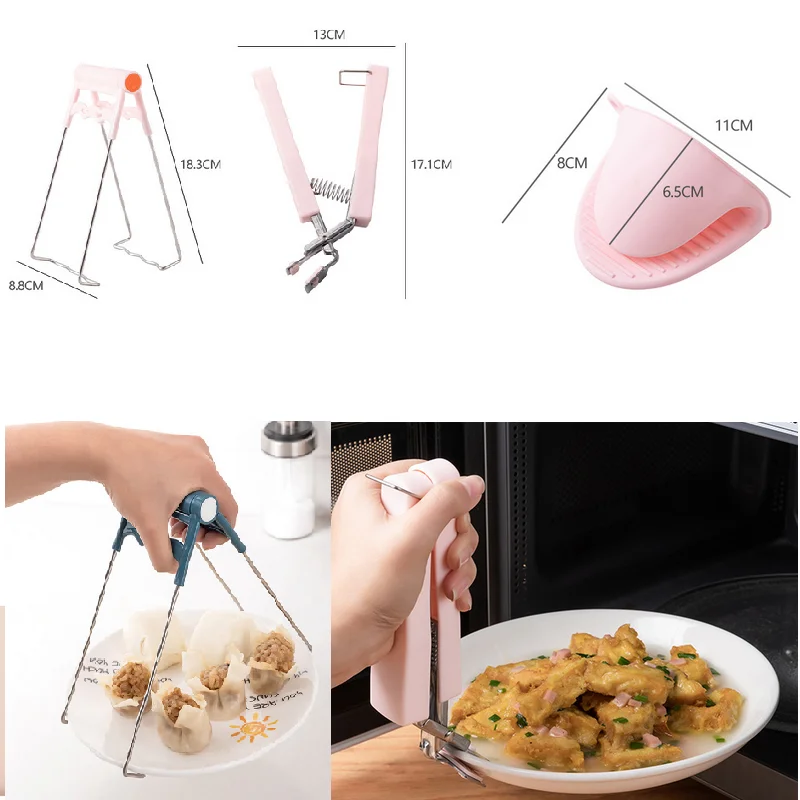 

MOONBIFFY Anti-scald Bowl Clamp Thermostability Non-slip Gripper Soups Pot Tongs Microwave Oven Clips Kitchen Gadgets