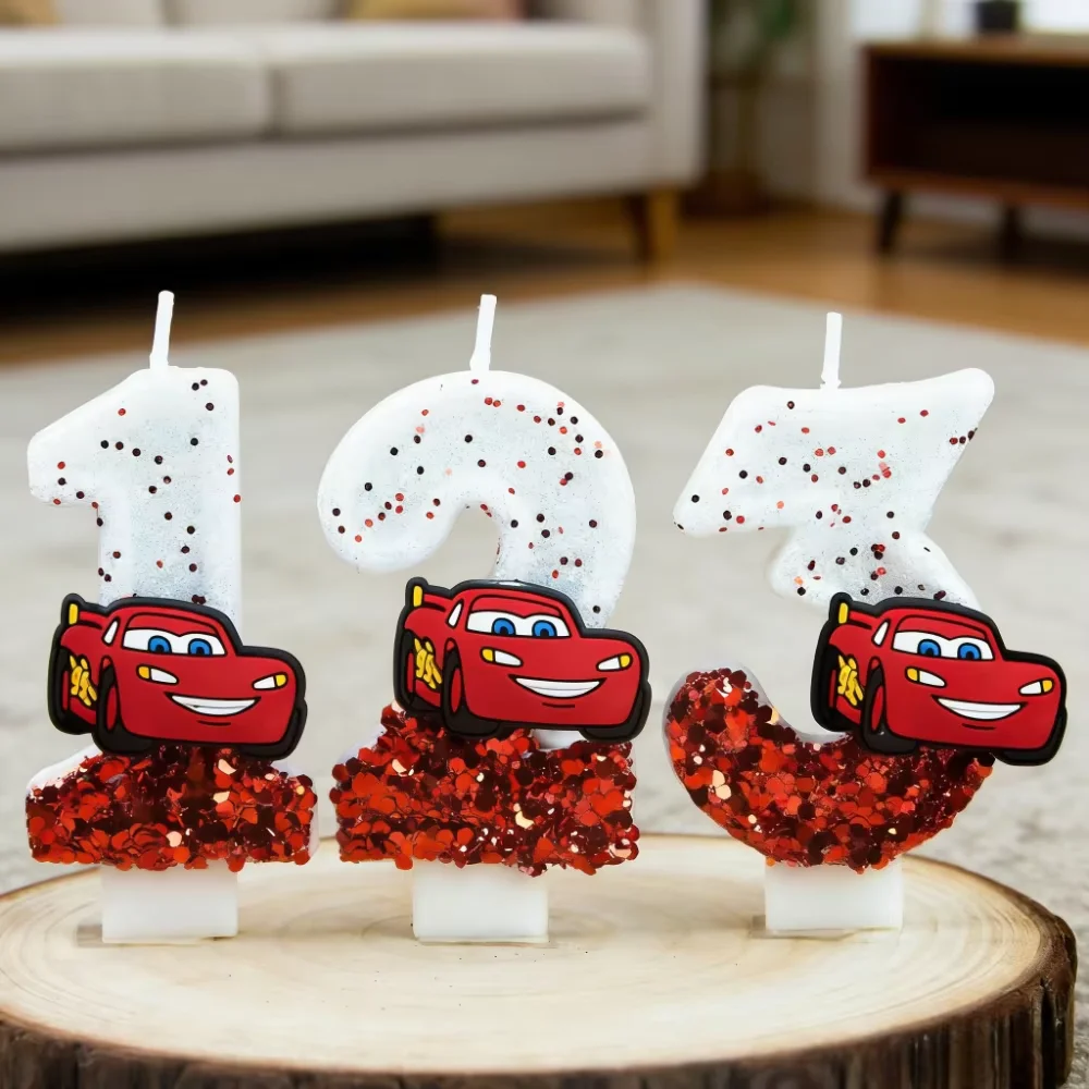 HEISSER VERKAUF Digitale Kerze 0-9 Racing Story Lightning McQueen Geburtstagskerze Niedliche Kuchenkerze mit Stecker