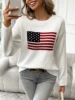 American Flag Crew Neck Long Sleeve Pullover Women's Sweater 1