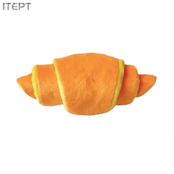Interactive Plush Croissant Squeaky Dog Toy - Durable Soft Treat Dispensing Pet Plaything (YELLOW)