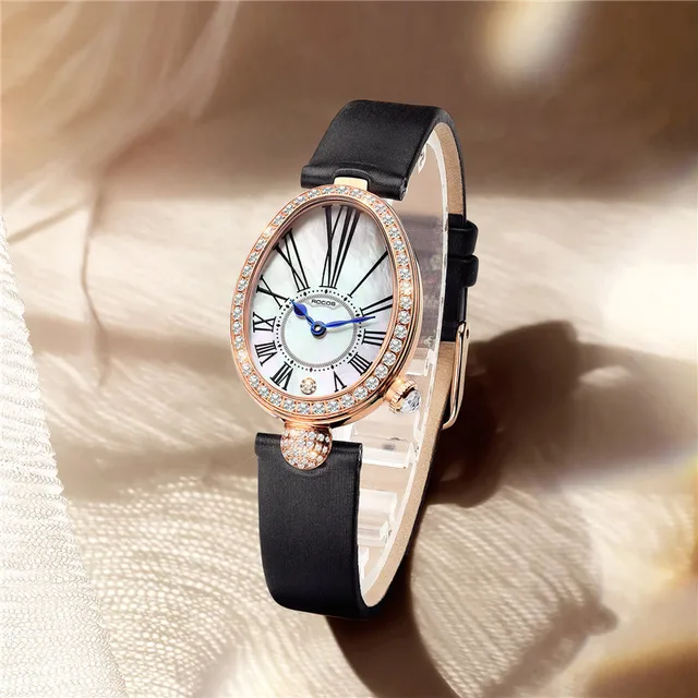 ROCOS Women Quartz Watches Luxury Leather Fashion Ladies Quartz Diamond Wristwatch Simple Casual Shell Dial Dress Watch R0233 1