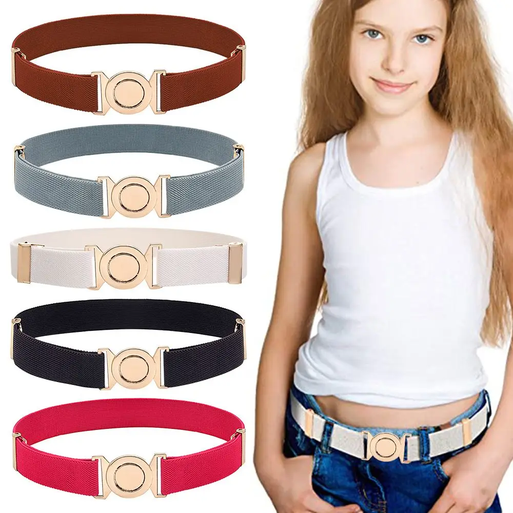 

Fashion Kids Dress Decoration Waistband Waist Belt Opposite Buckle Elastic Belts