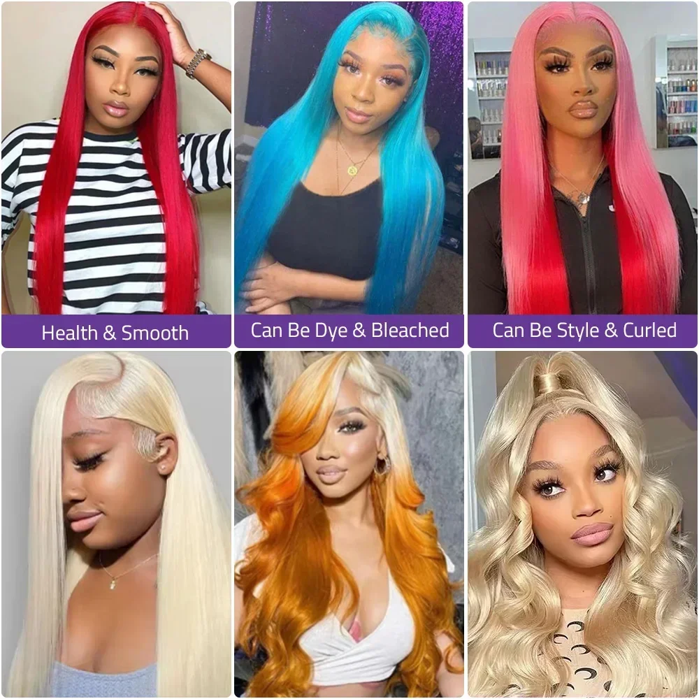 100% Human Hair Wigs 26 Inch Brazilian Bone Straight Lace Front Wig 613 Blonde 13x6 HD Transparent Lace Frontal Black Women human hair wig