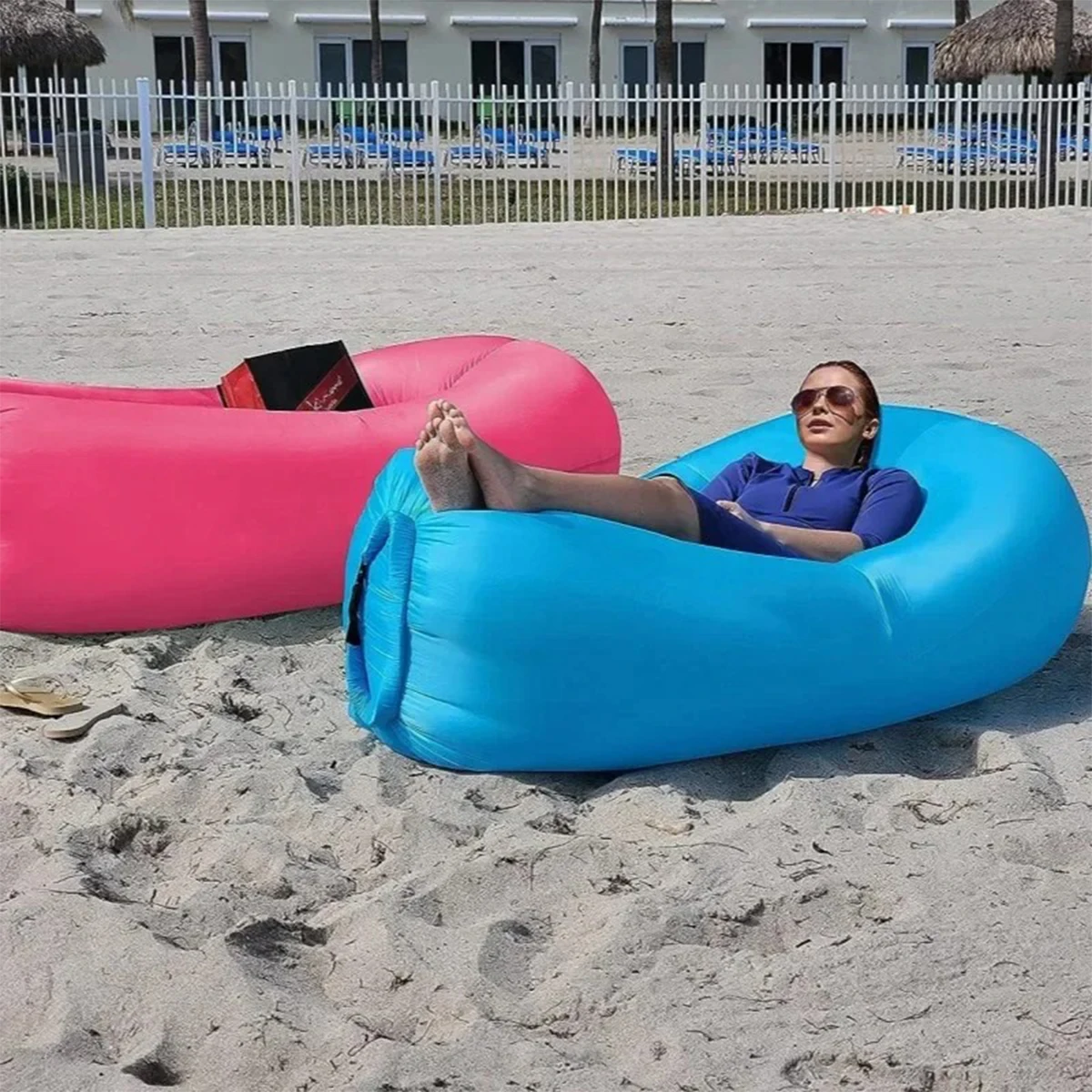 Inflatable Sofa Folding Lazy Inflatable Sofa Outdoor Camping Portable Air Bed Bean Bag Beach Park Music Festival Concert Recliner Outdoor Gear