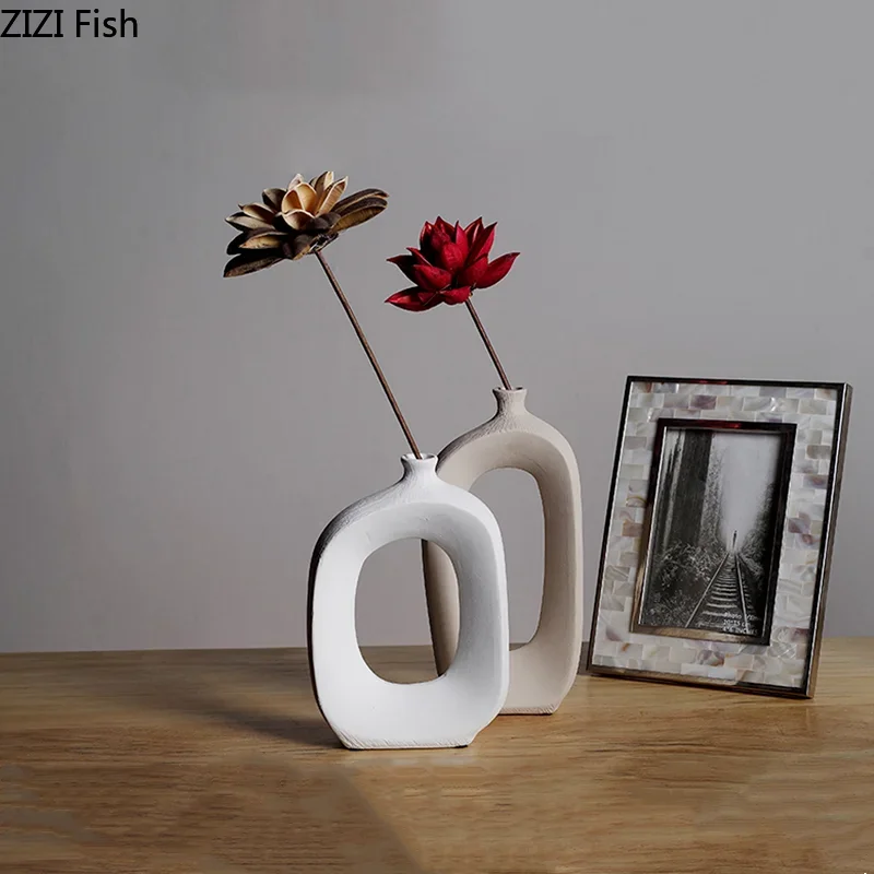 Ceramic Small Mouth Vase Flower Arrangement Dried Flower Vase Decorative Vases Ornament Decoration Crafts Home Accessories Vases 2