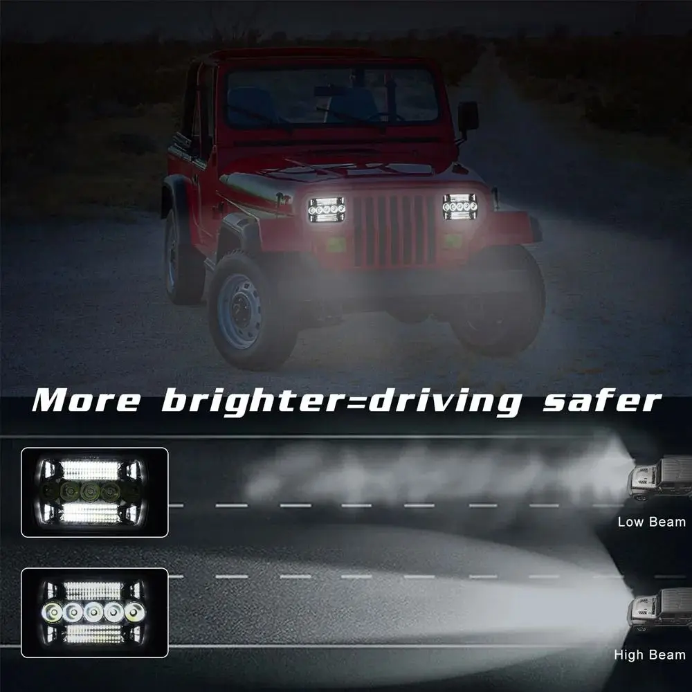 앰버 DRL LED 헤드라이트 6000K 화이트 사각 디자인 자동차 헤드램프 LED 기술 4 모델 헤드라이트 어셈블리