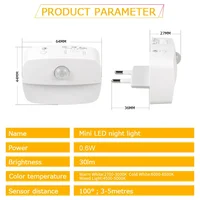 LED Night Light EU Plug In Smart Motion Sensor Light 220V Wall Lamp for Home Aisle WC Hallway Stair Kitchen Bedroom Night Lamp 2