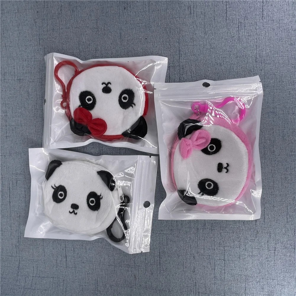 20개/세트 3가지 색상, 작은 8CM 팬더 플러시 가방 장난감, 플러시 팬더 동전 가방 파우치 지갑