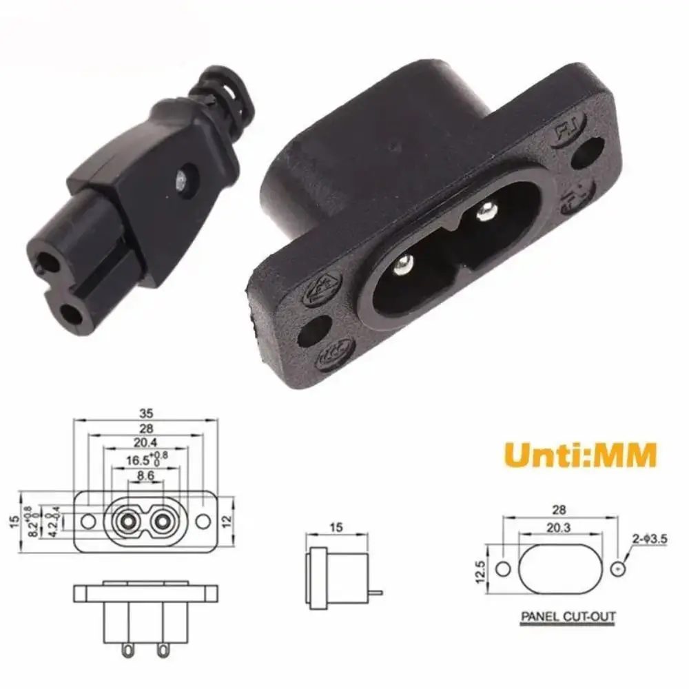Charging Cable 8-shaped AC 2.5A 250V Detachable Power Cord C8 Male Power Socket Female Plug Outlet Embedded Electric Connector Accessory