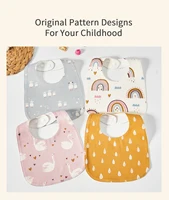 INSULAR Baby Bibs Feeding Scarf Adjustable Snap Saliva Towel Muslin Cotton Burp Cloths Animal Print Ruffled Edge Rainbow A Grade 2