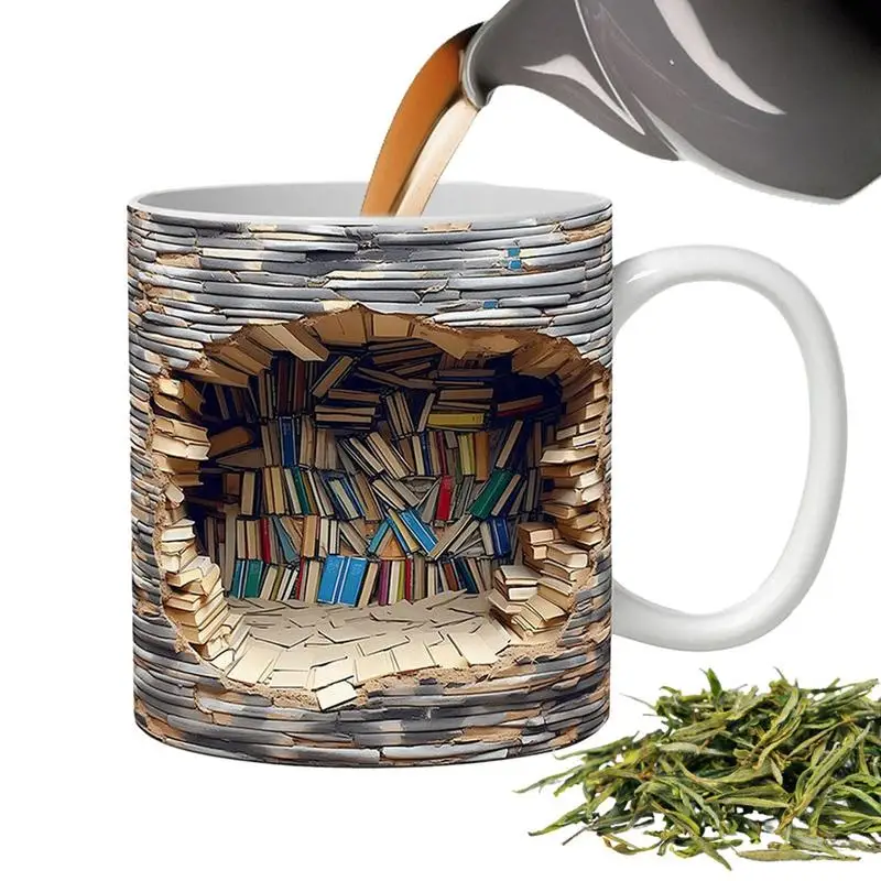 

Керамическая 3D книжная полка для библиотеки, кружка, креативная чашка для воды с ручкой, многофункциональная книга, молочная чашка для влюбленных, подарок на день рождения