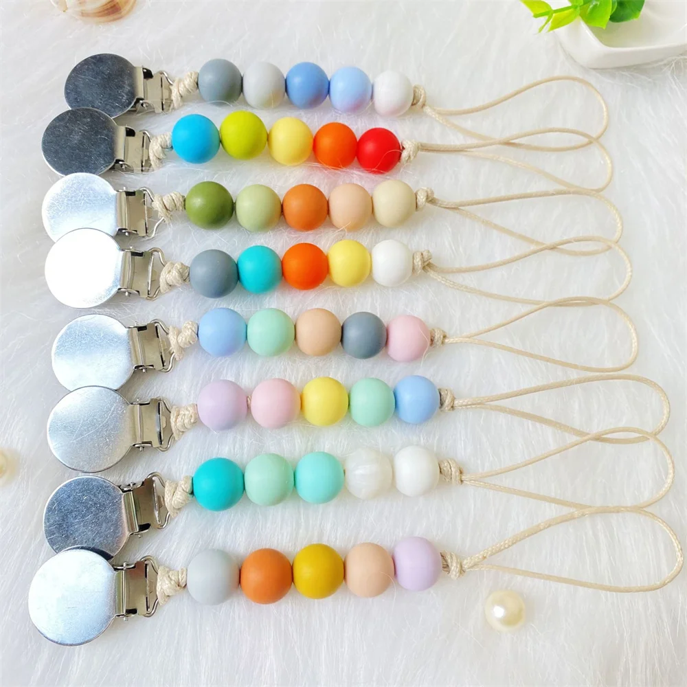 Baby Pacifier Clip Silicone Beads Bead Dummy Chain Holder Soother Chains Baby Teething Chew Toy