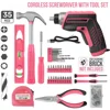 35pc Pink tool kit with 3.6V USB Electric Screwdriver and drill set. Complete women tool set pelican case toolbox 2