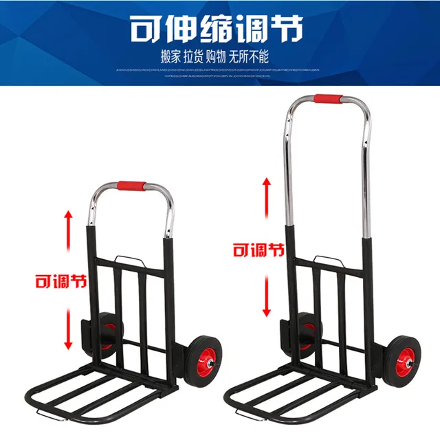 Húzza A Kosár Összecsukható Hordozható Bevásárló Poggyászrúd Teherautó Pótkocsi Kocsi Kicsi - Image 2