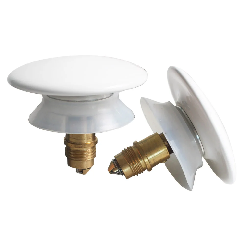 Talea Pop-Up Washbasin Sink Drain Stopper White Ceramic Cover with Brass Chrome Plating Spring Core QS646