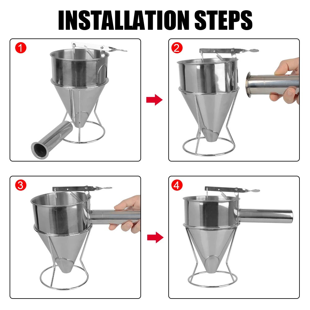 Baking Tools Cupcake Pancake Batter Maker Funnel Dispenser with Rack Stainless Steel Octopus Ball Tools Kitchen Accessories