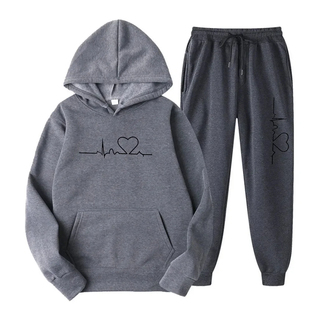 2023 Men And Women Couples Hoodie Set Autumn And Winter Sports Hoodie And Sweatpants 2 Sets Of Casual Printed Shirt Street Wear