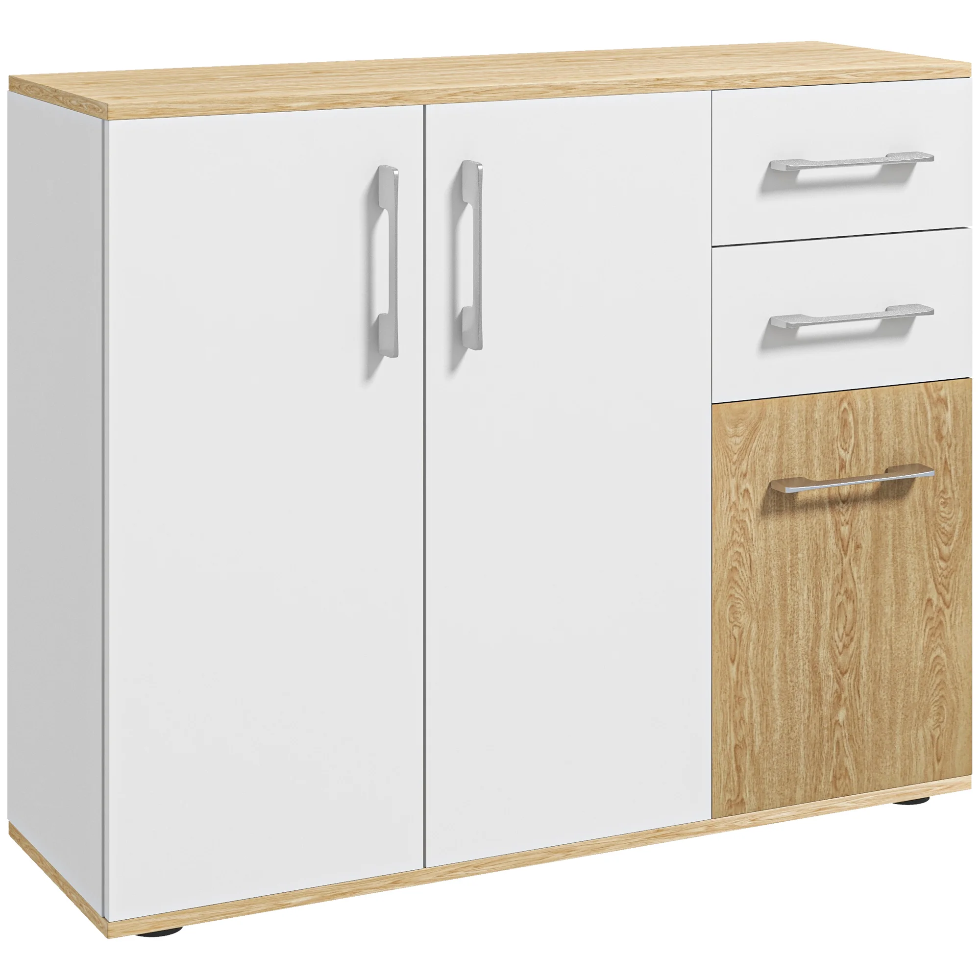 HOMCOM Credenza Moderna Cucina Mensole Regolabili Ante Scorrevoli 130x40x74.5cm