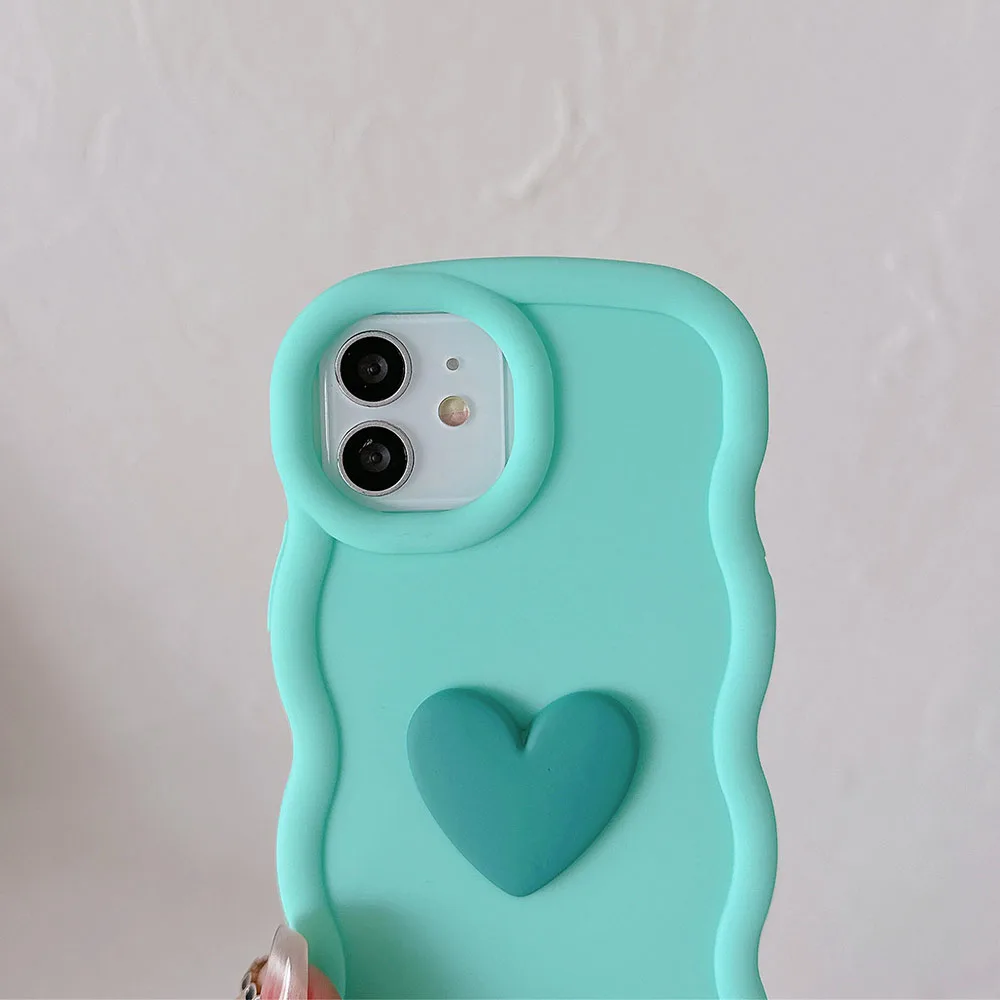 Charming 3D Love Heart Wave Silicone Phone Case