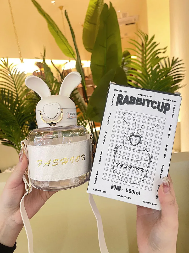 Rabbit Plastic Cup Female Internet Celebrity High Beauty Creative Gifts Adult, Student Portable Cup Accompanying Water Bottle 30 023.Jpg