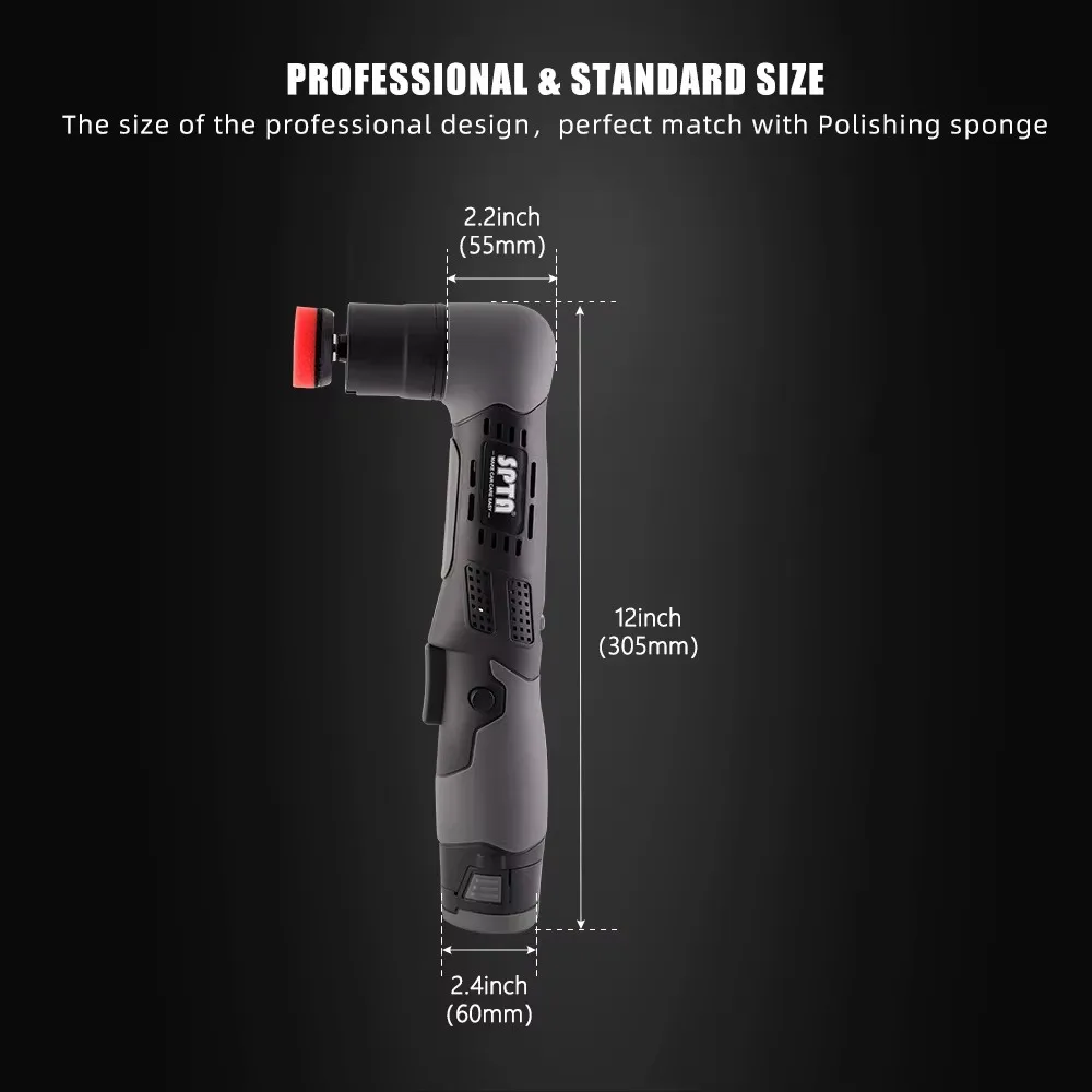 SPTA Cordless Mini Polisher 12V Multi Polisher, Micro Cordless Scratches Killer Car Polisher RO/DA Mini Auto Machine & Pads Set