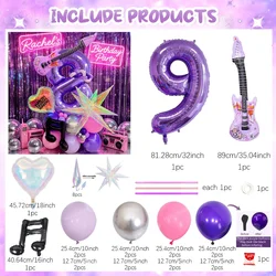 Vibrant Purple Music - Themed Balloon Set for Birthday Celebrations (Number 9)