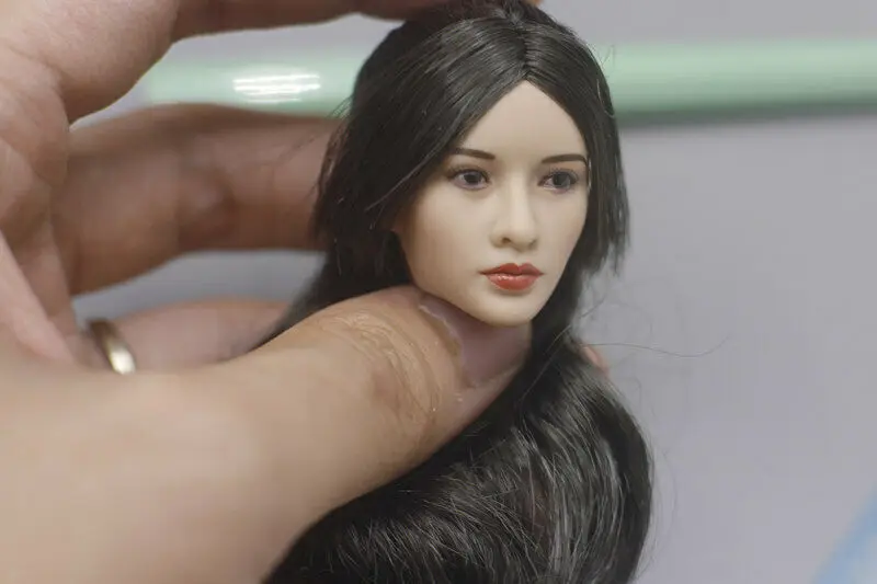 TOYS 1/6th Asian Hair Female Head Sculpture Carving Like Angelaba Yang Ying 12" 