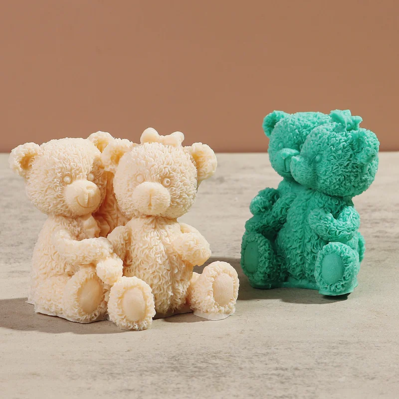 Silicone Mold for DIY Cartoon Bear Candle Aromatherapy Gypsum Pendant Cake Baking