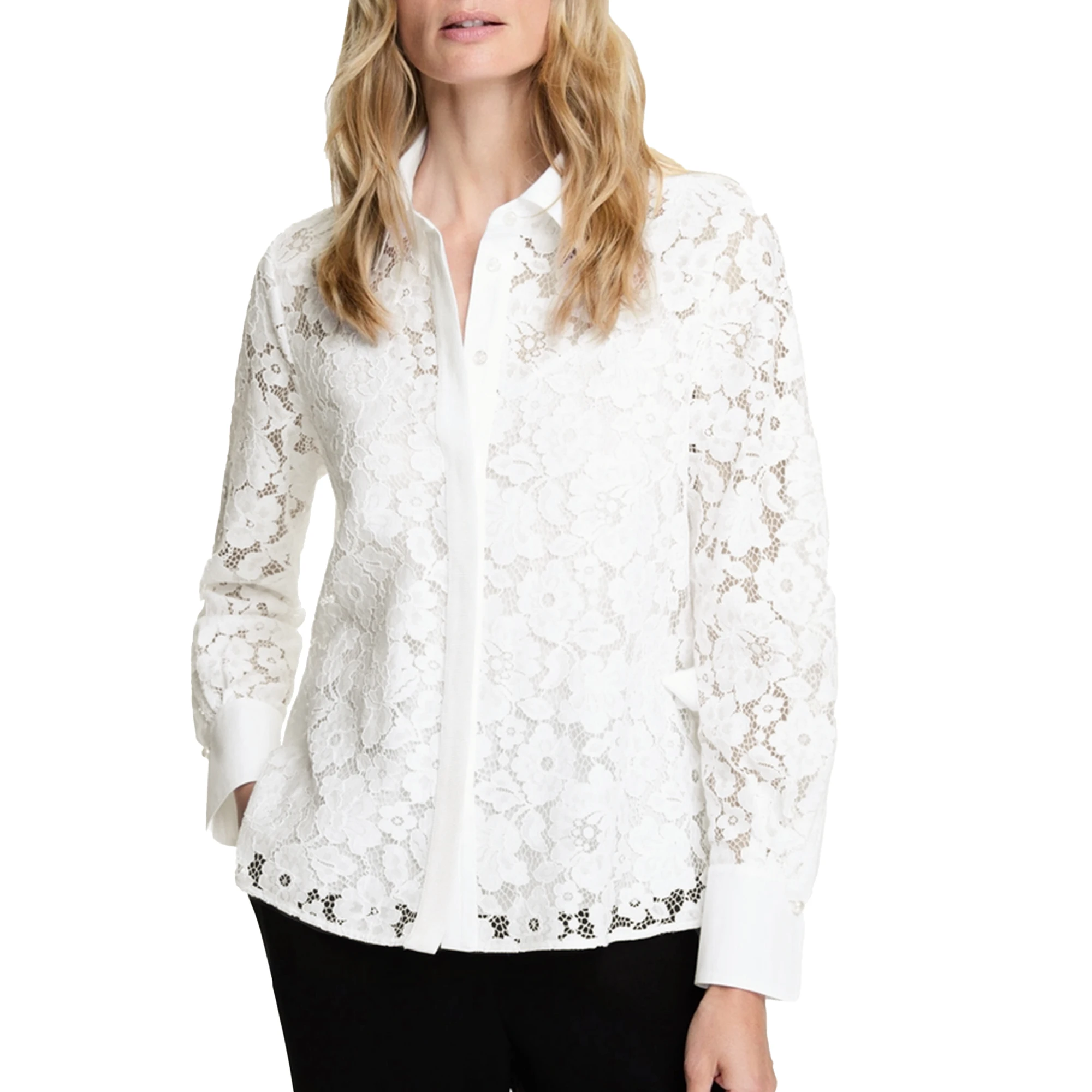 Women's Hollow Out Lace V-Neck Office Blouse