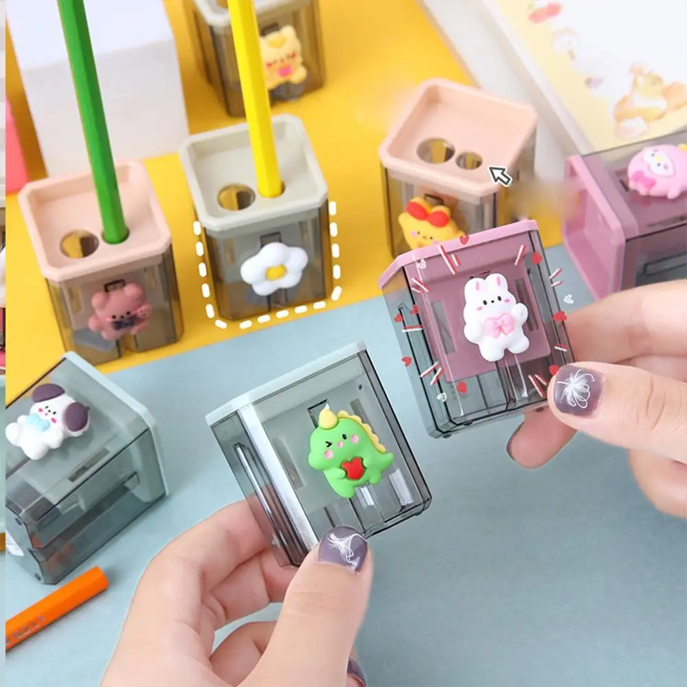 

School Office Supplies Transparent Children Art Supplies 2 Holes Pencil Sharpener Pencil Cutting Tools Student Stationery