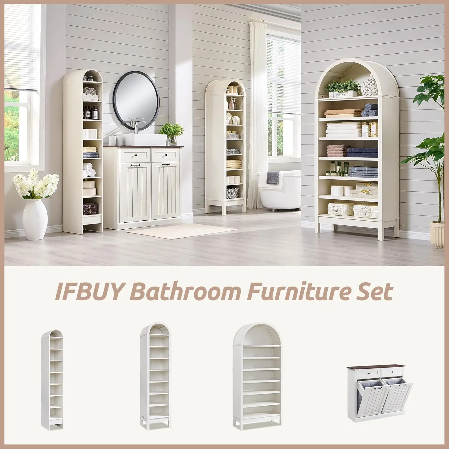 67" Tall Arched Shoe Cabinet, 8 Tiers Shoe Storage Cabinet, Freestanding Wooden Shoe Rack with Adjustable Shelves, Shoe 5