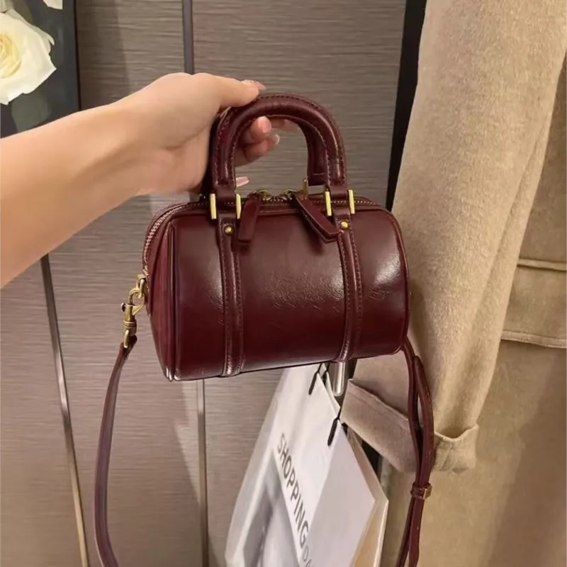 JIAERDI Retro Cylinder Pillow Handbag Women Soft Leather Large Capacity Shoulder Bags Ladies Premium Luxury Design Crossbody Bag