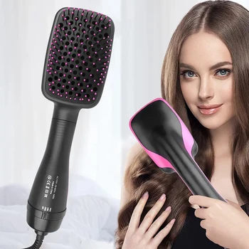 Sèche-cheveux brosse à Air chaud Styler et volumateur lisseur de cheveux bigoudi peigne rouleau une étape électrique Ion sèche-cheveux brosse