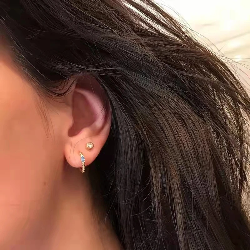 Elegant Water Lake Blue Zircon Hoop Earrings