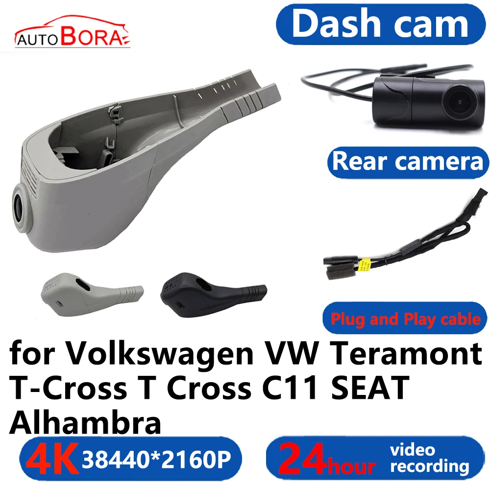 Autobora 4K Wifi 3840*2160 Car Dvr Dash Cam Camera 24H Video Per Volkswagen Vw Teramont T-Cross T Cross C11 Seat Alhambra