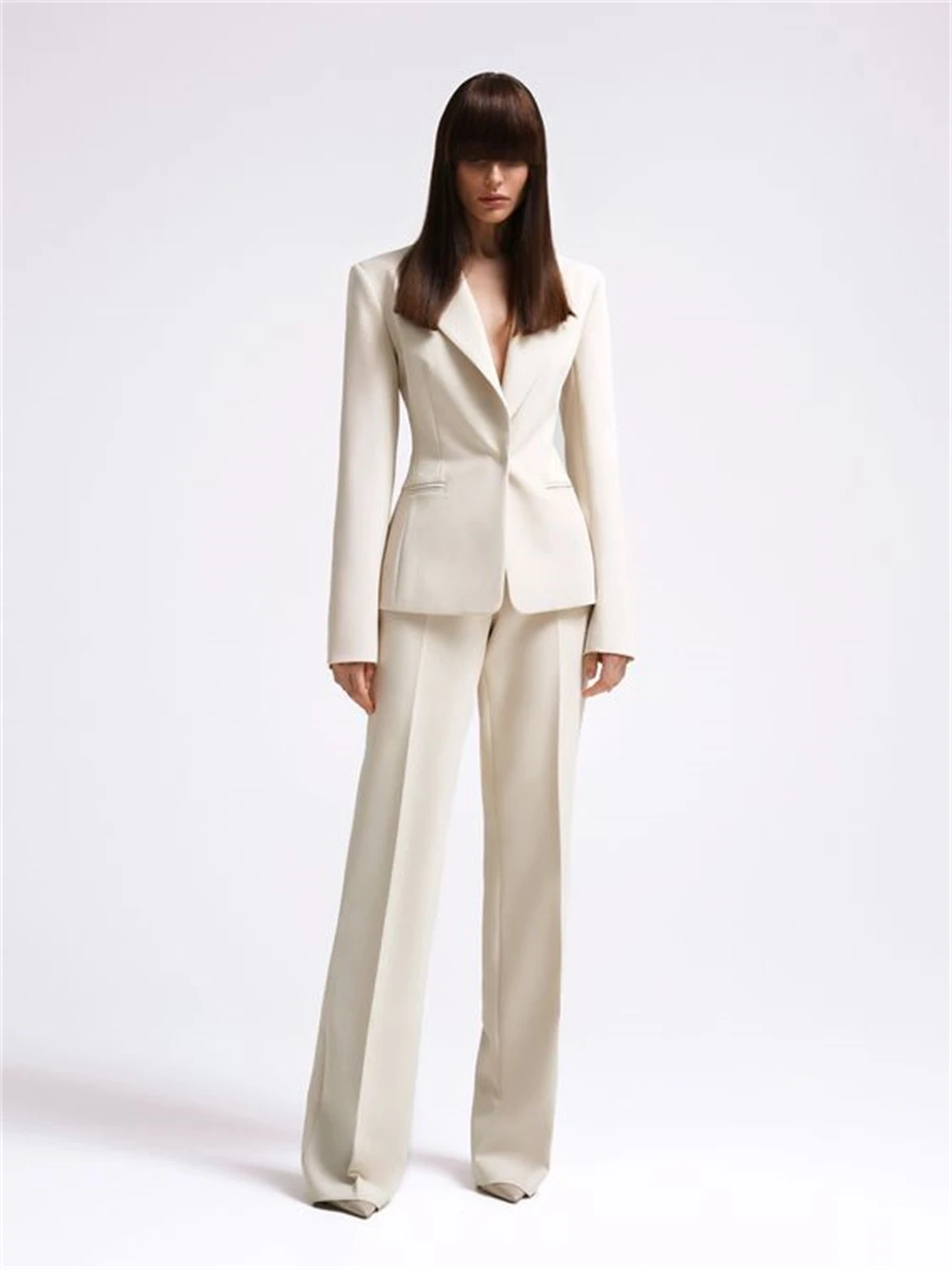 Elegant women's two-piece suit (long jacket + straight pants) birthday/party, high-end high street luxury customization