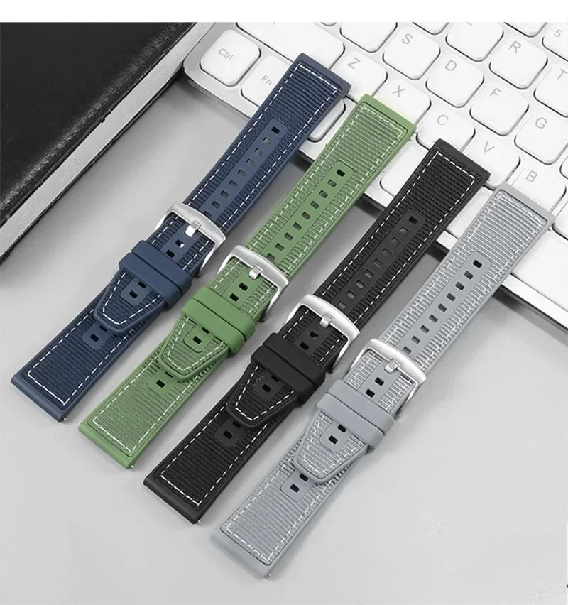 Nylon Braided Silicone Wristband - 22mm Strap