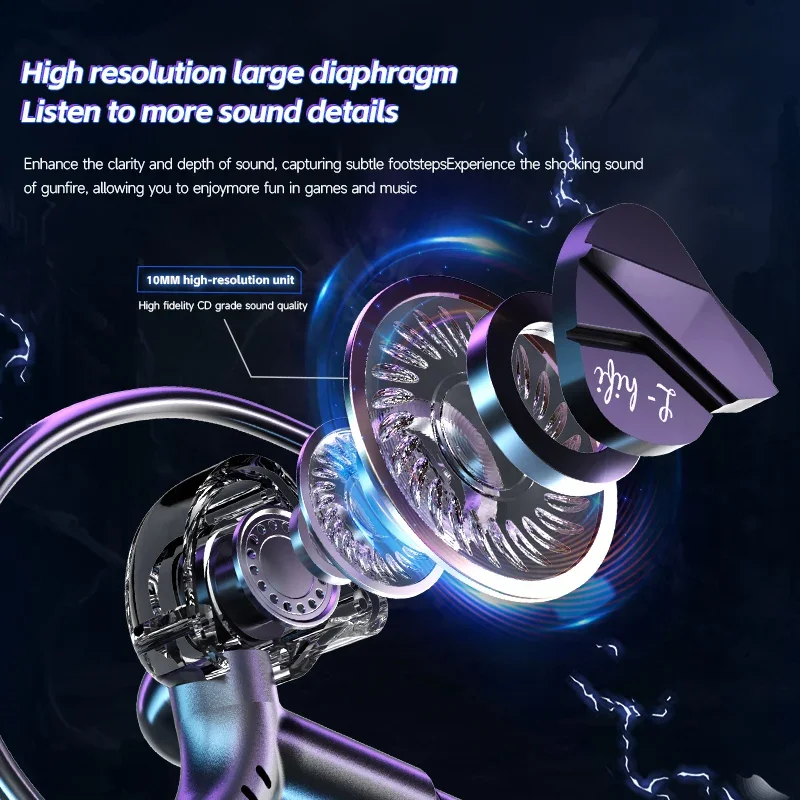 Gaming Earbud Gamer Headphone With Dual Microphones Typec&3.5mm In-ear Earphones HiFi Stereo Headsets Sport with Mic for Samsung 5