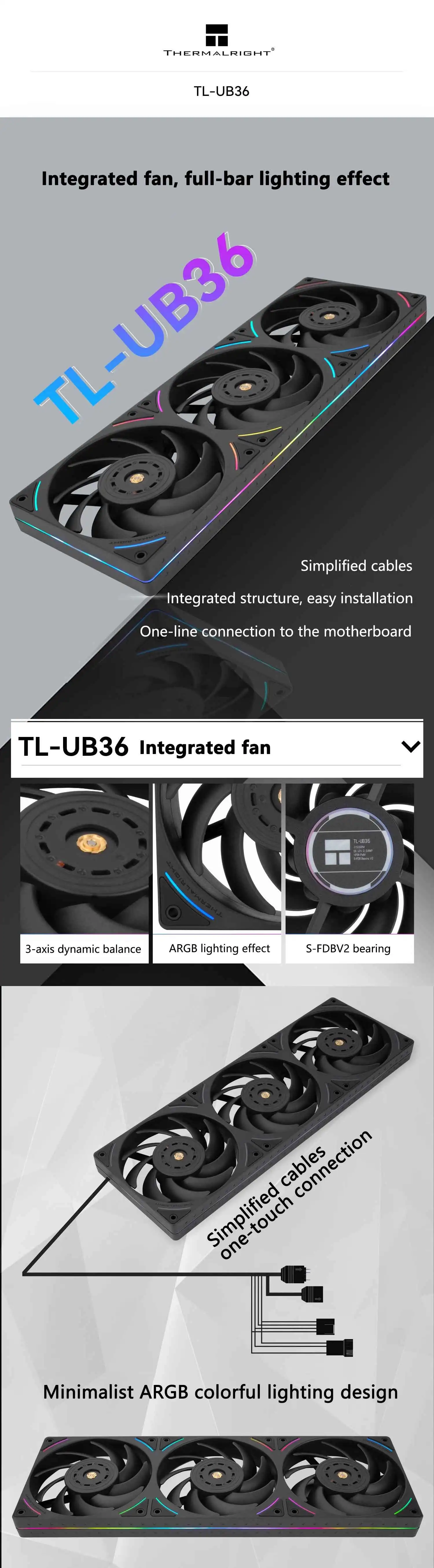 TL-UB36 360mm Radiator Fan ARGB Computer Cooling 12CM One-Piece Performance grad