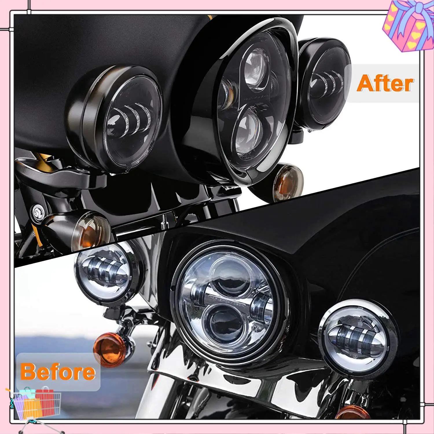A77T-헤드 라이트 트림 링 Softail Street Glide Road King Electra Glide 용 7 인치 블랙 바이저 유형 오토바이 트림 링