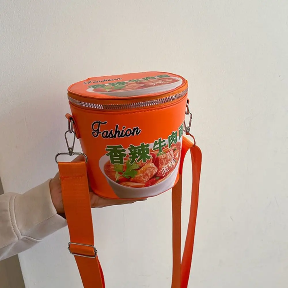 Borsa a tracolla Noodles istantanei Borse a tracolla Borsa a tracolla Borsa a secchiello riutilizzabile di grande capacità Borsa a tracolla con cerniera tinta unita - immagine 4