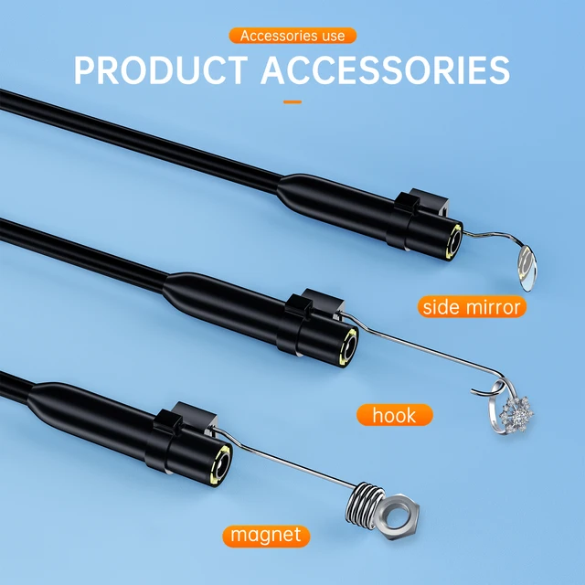 1M Hard Cable Industrial Endoscope Camera Ip67 Waterproof  2 In1 For IOS Android Phone Wired Endoscope Camera 6 leds Adjustable 4