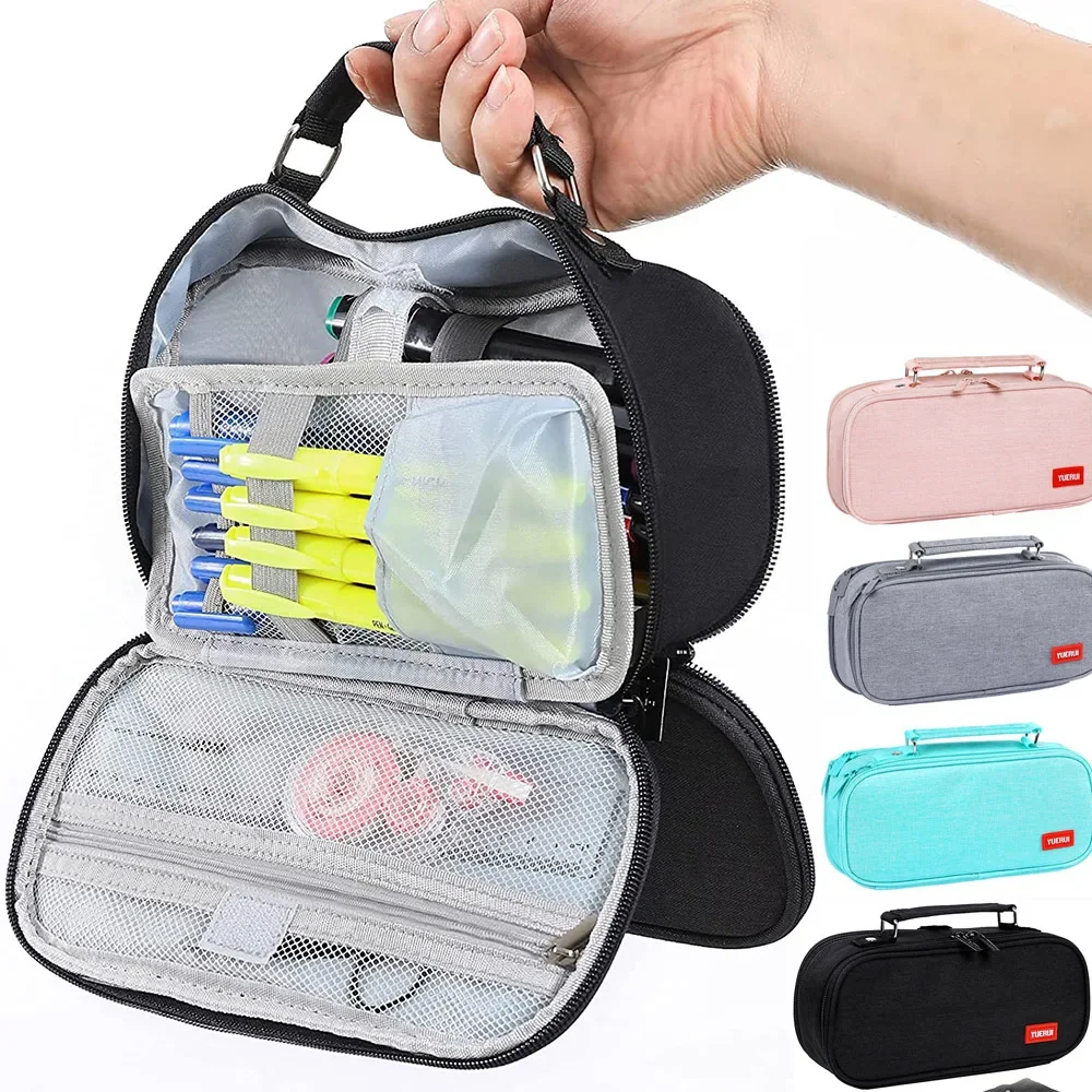 Angoo Astuccio per penne in tessuto Oxford Astuccio per mate di grande capacà con manico Custodia impermeabile multi slot A7355  21