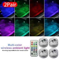 Wireless Adhesive LED Ambient Light with Remote Control - Versatile Interior Decor and Tail Lighting Solution (4Light 1Remote)