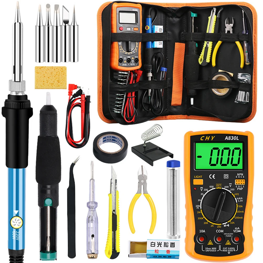 

60W Digital Electric Soldering Iron Kit Temperature Adjustable 220V/110V Welding Tool Ceramic Heater Soldering Tips Rework