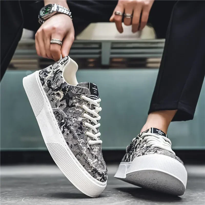 Men's Canvas Shoes Board Shoes Fashion Pattern Printed Casual Sports Running Shoes Casual Comfortable Fitness Running Shoe 6