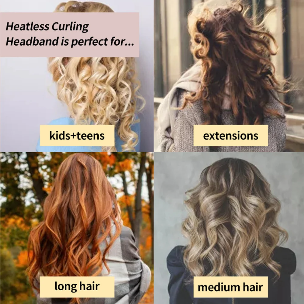 Hair styling tool hair curling tools heatless curling rod headband lazy hair curler wave formers sleeping soft curl bar no heat curls long short hair styling tools