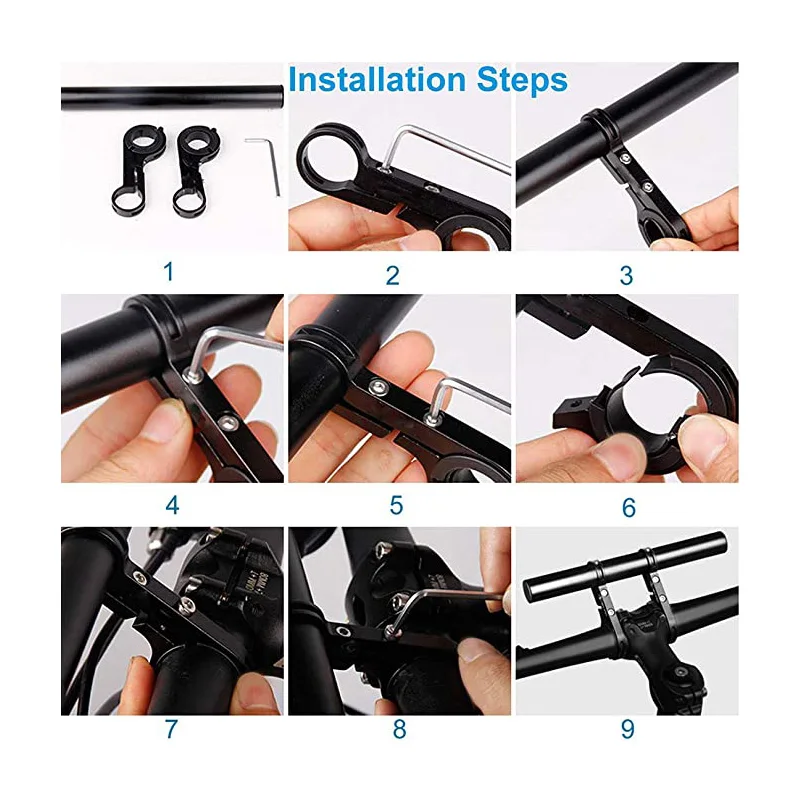 Bicycle Handlebar Extender 30CM Aluminum Alloy Mountain Bike Front Light Bracket Lamp Flashlight Accessories